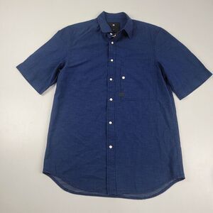 G Star Raw Shirt Mens Medium Blue Pearl Snap Button Up Outdoor Short Sleeve